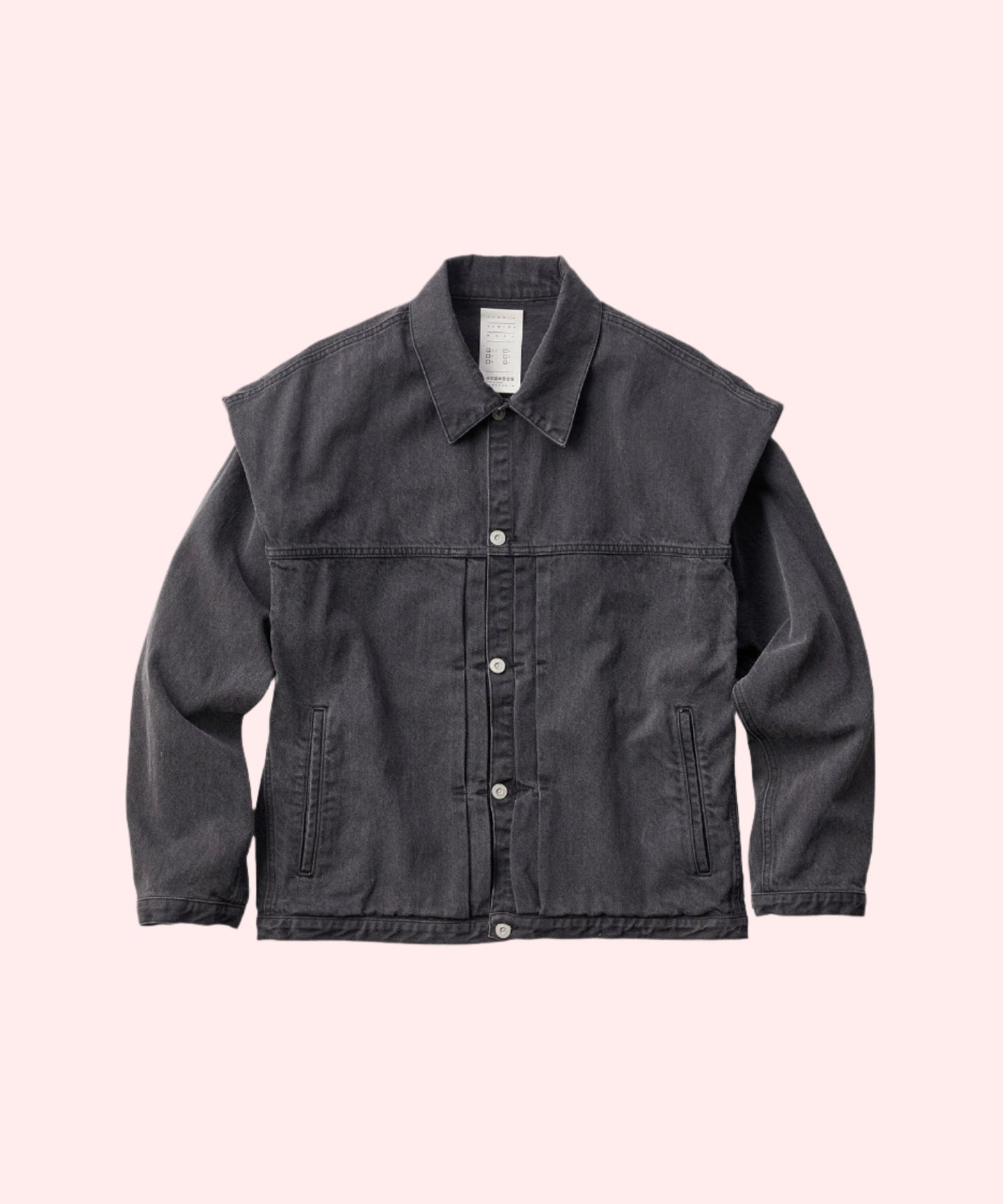 Power shoulder denim jacket black