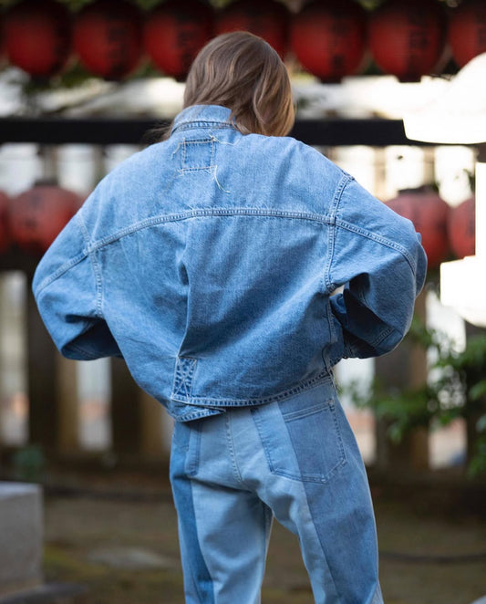 Over sleeve cross denim jacket