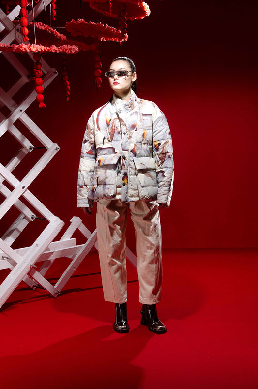 Henrik Vibskov jacket Tabasco snow tomato mouse woman front