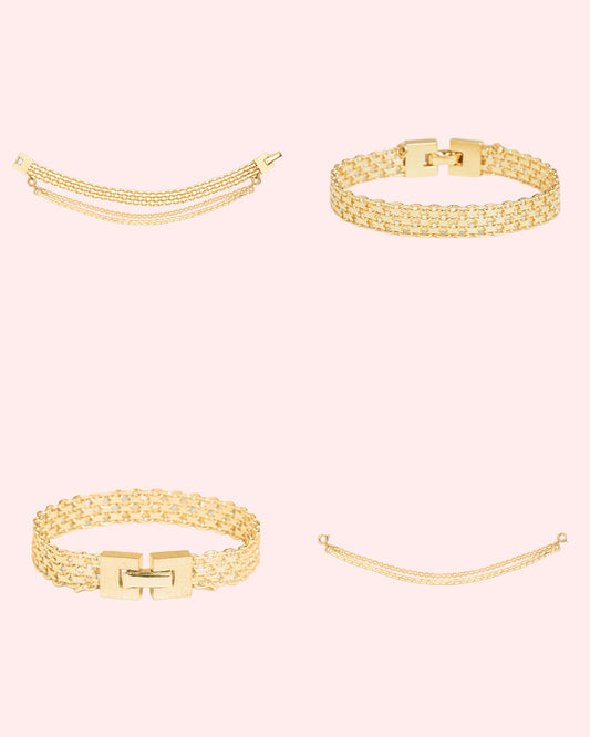 Bracelet with detachable different chains 18.5cm