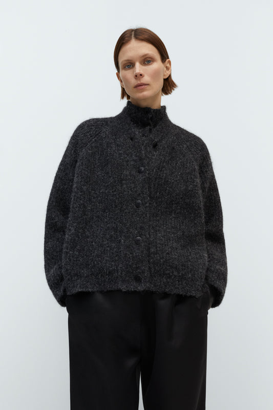 BABY ALPACA CARDIGAN ANTHRACITE