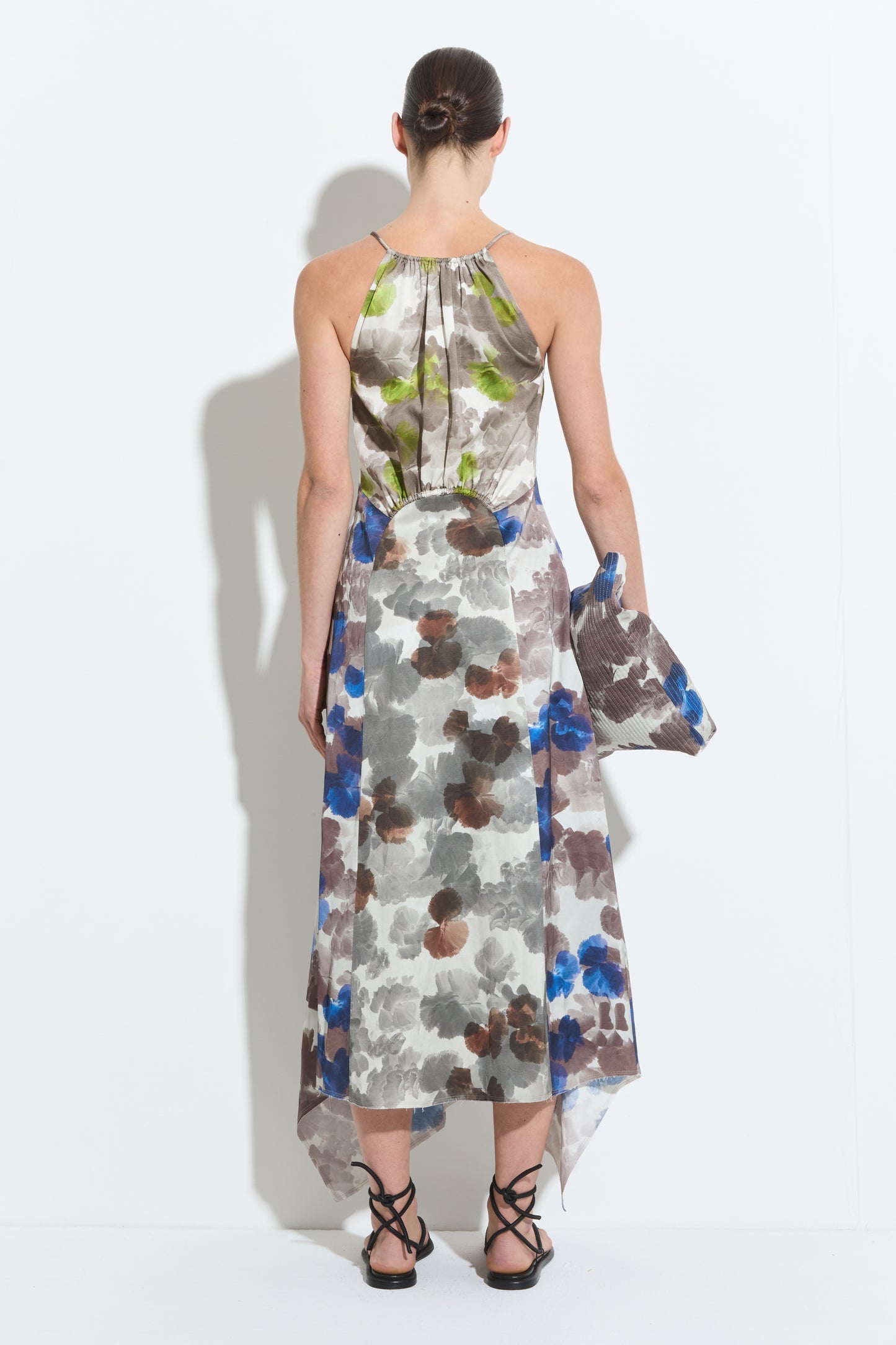 dress DAFINA YELLOW BLUE BROWN HIBISCUS