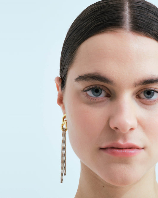 earrings Falling Chains gold-plated and silver