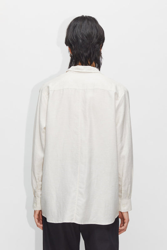 Elma edit clean shirt light beige micro stripe
