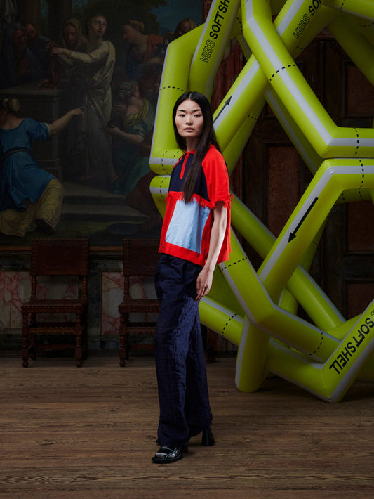 Suit Cover Polo Knit Pink Light Blue Zeppelin