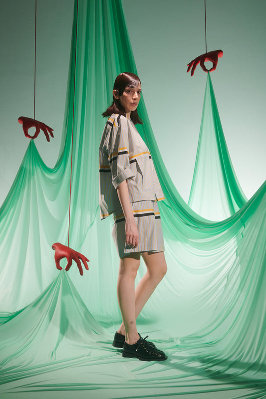 Waybill Shorts Blue Yellow Stripes