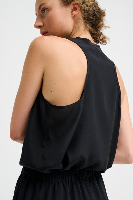 top Silk Vokuhila black