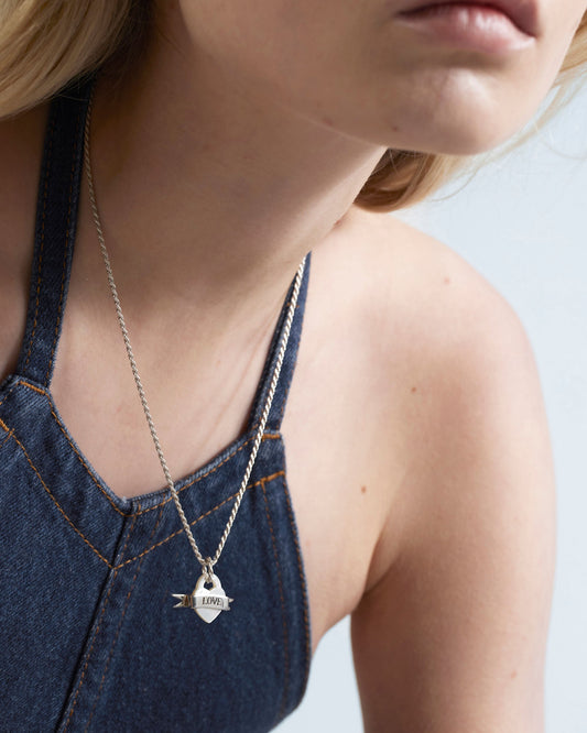 necklace LOVE silver with mother of pearl