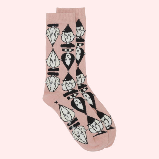femme socks Onion head pink off white head