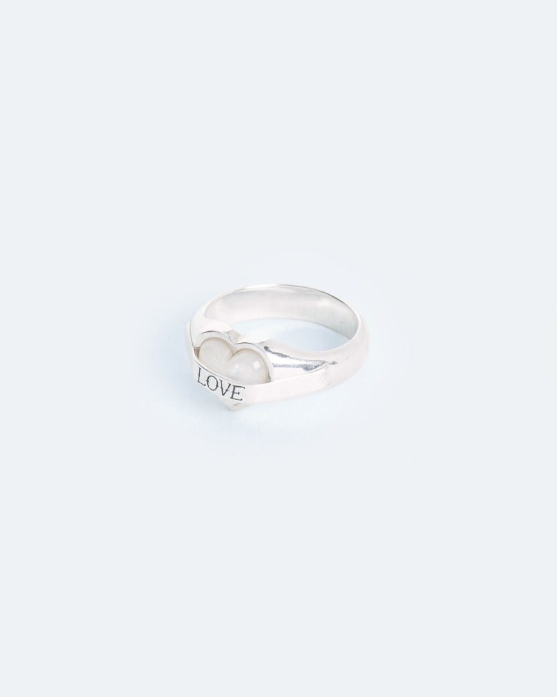 signet ring LOVE silver with mother of pearl
