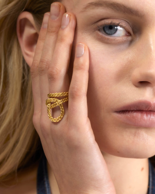 ring Half Hitch Knot gold-plated silver