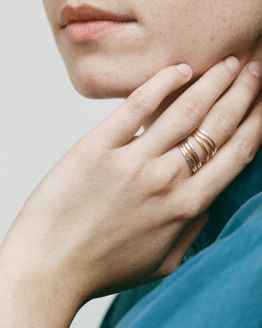 Seven stackable rings in silver