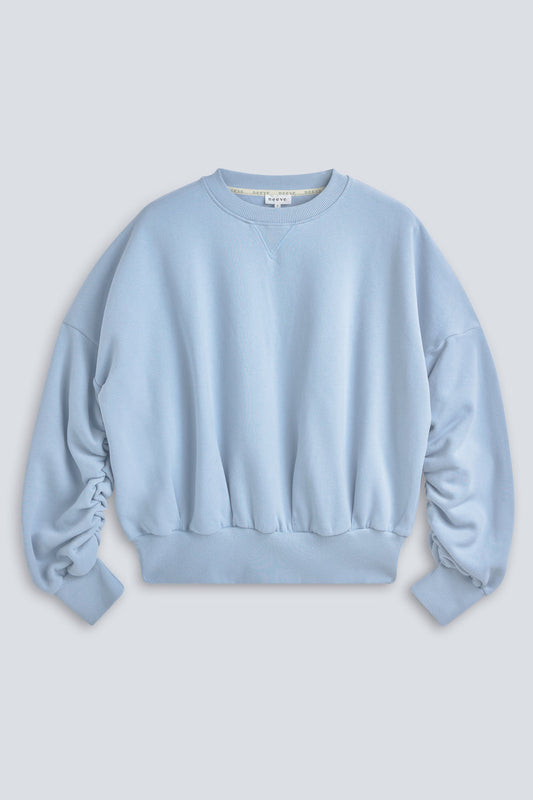 cropped balloon sweater The Blake blue fog