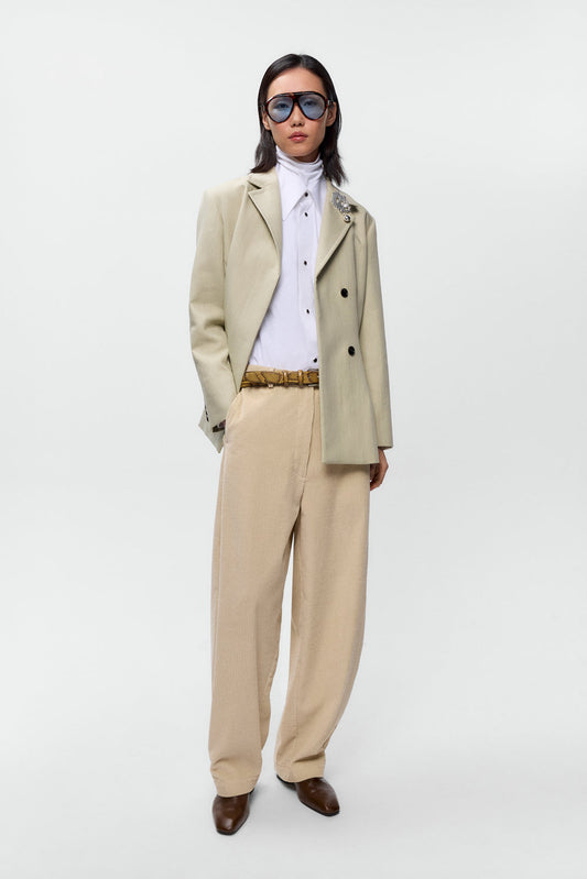 CORDUROY CURVED PANTS Angora