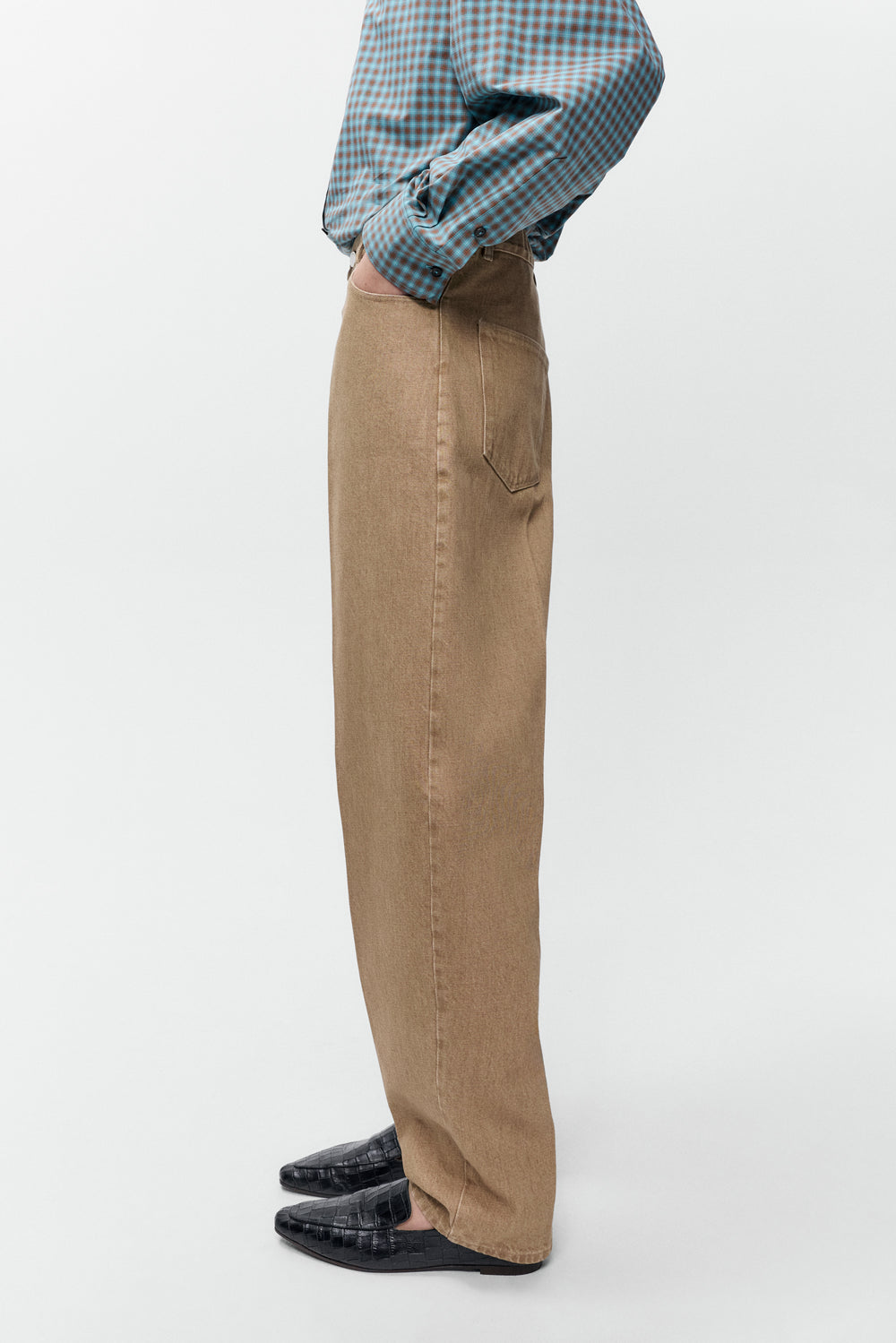 DENIM CARROT PANTS Beige