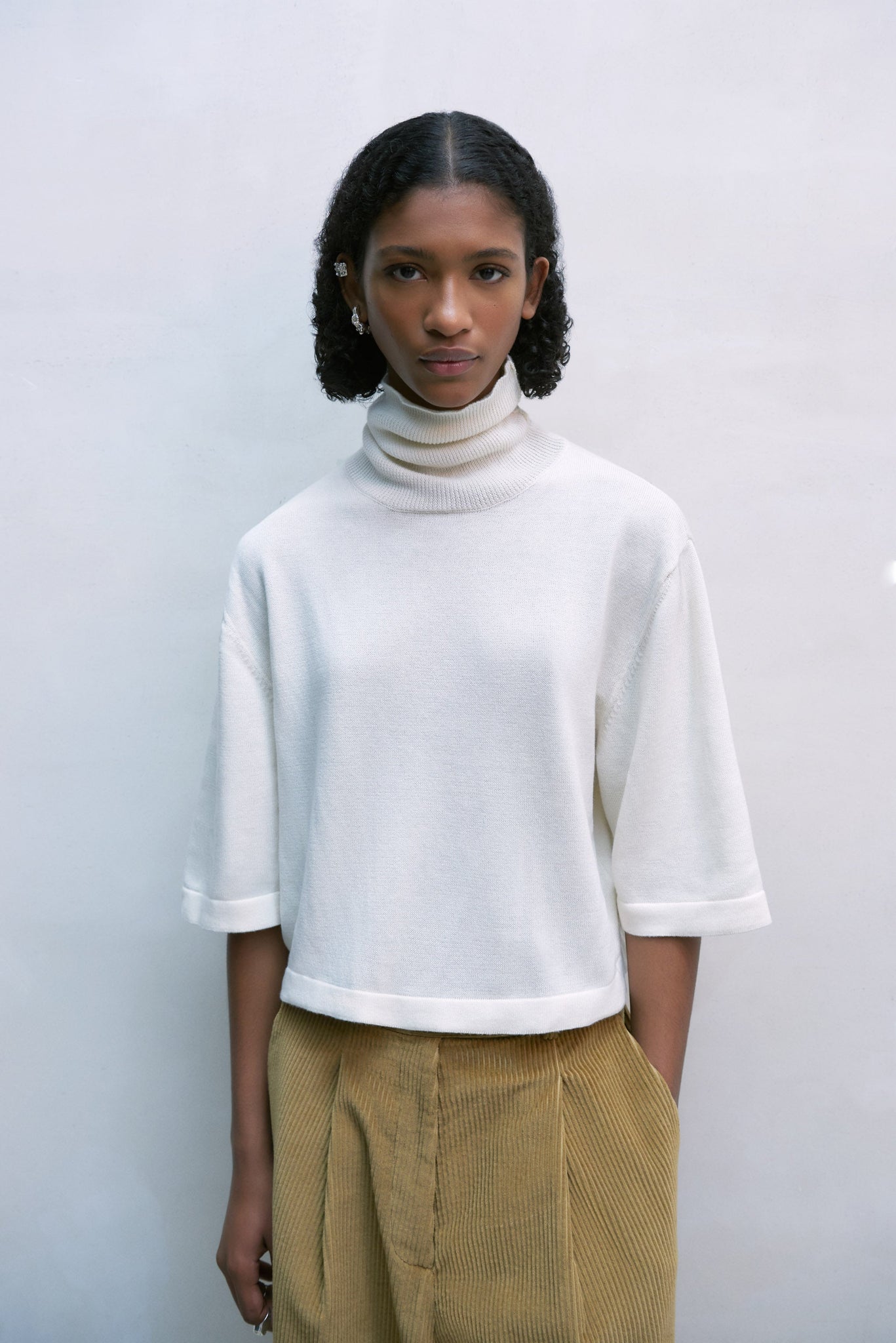 Cordera cotton & cashmere turtleneck sweater natural front