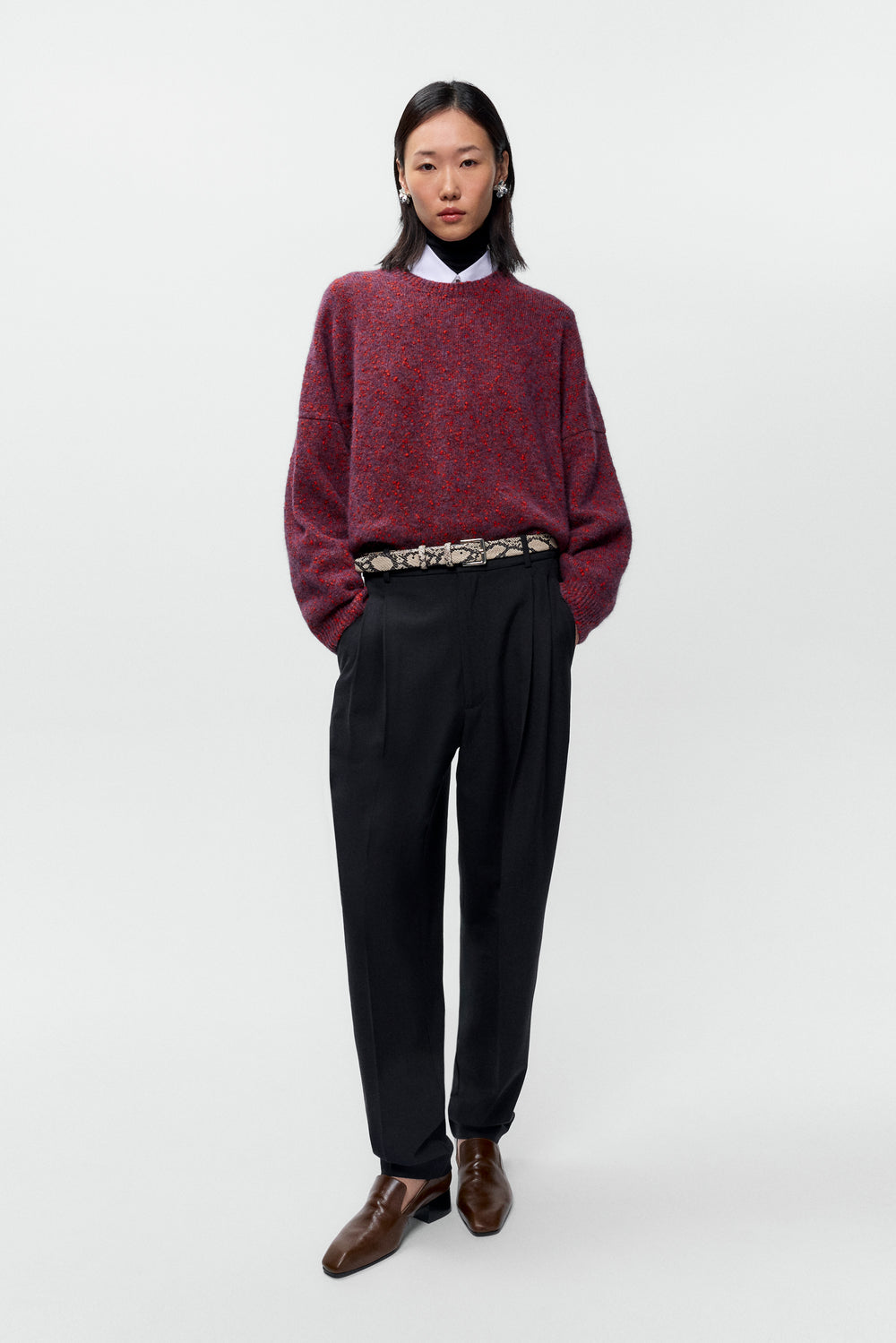 SPECKLED CREWNECK SWEATER Beaujolais