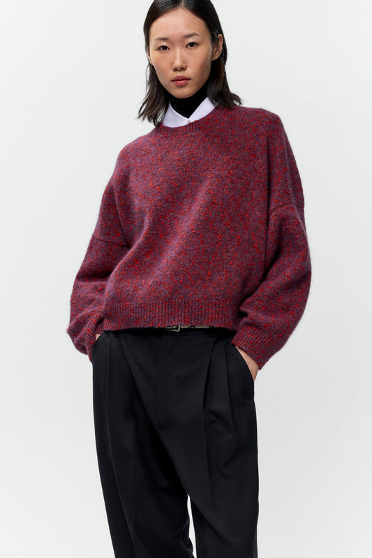 SPECKLED CREWNECK SWEATER Beaujolais
