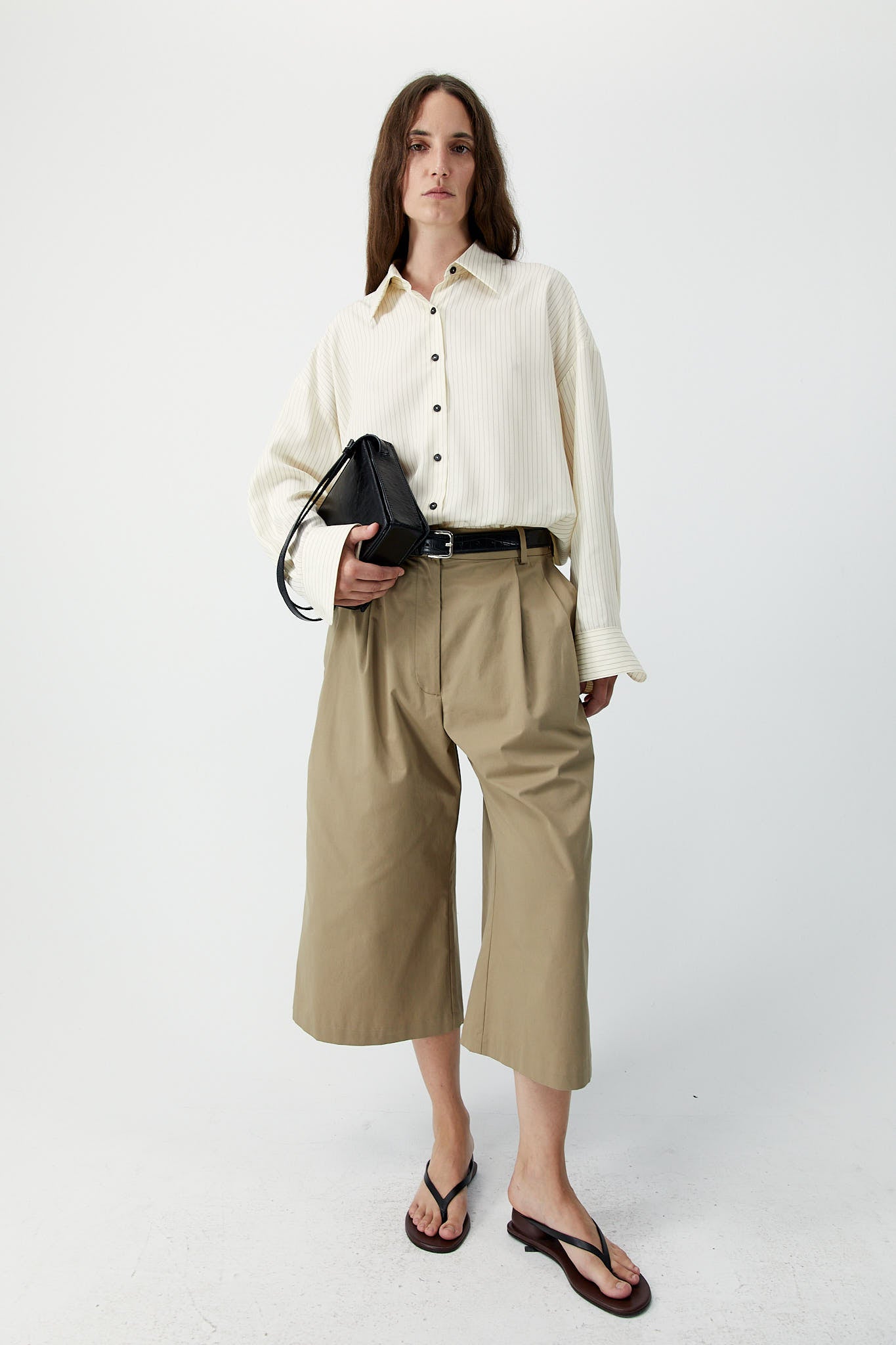 OVERSIZED PENCIL STRIPED SHIRT Cream