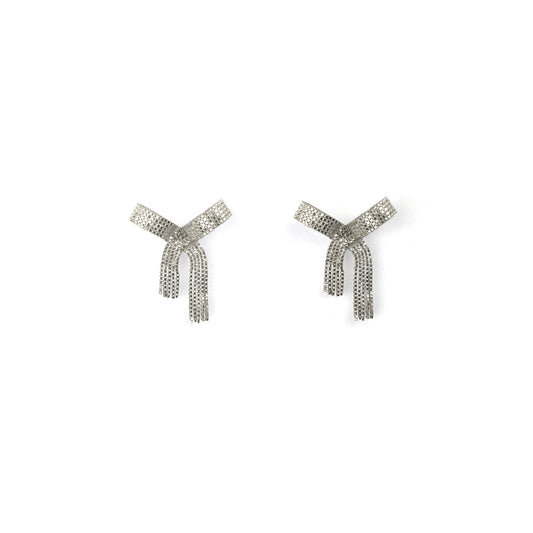 earrings Ribbon-bon short silver