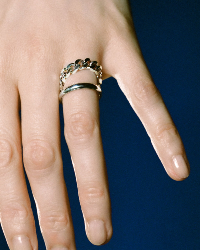 Day and night ring in silver