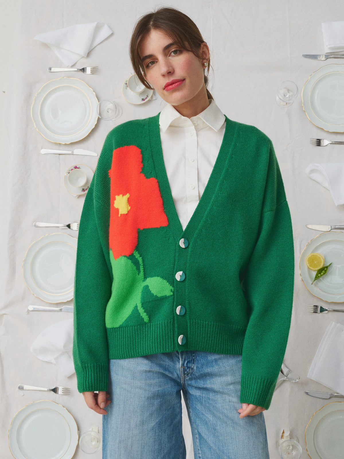 CARDIGAN BELLA LE POTAGER GREEN