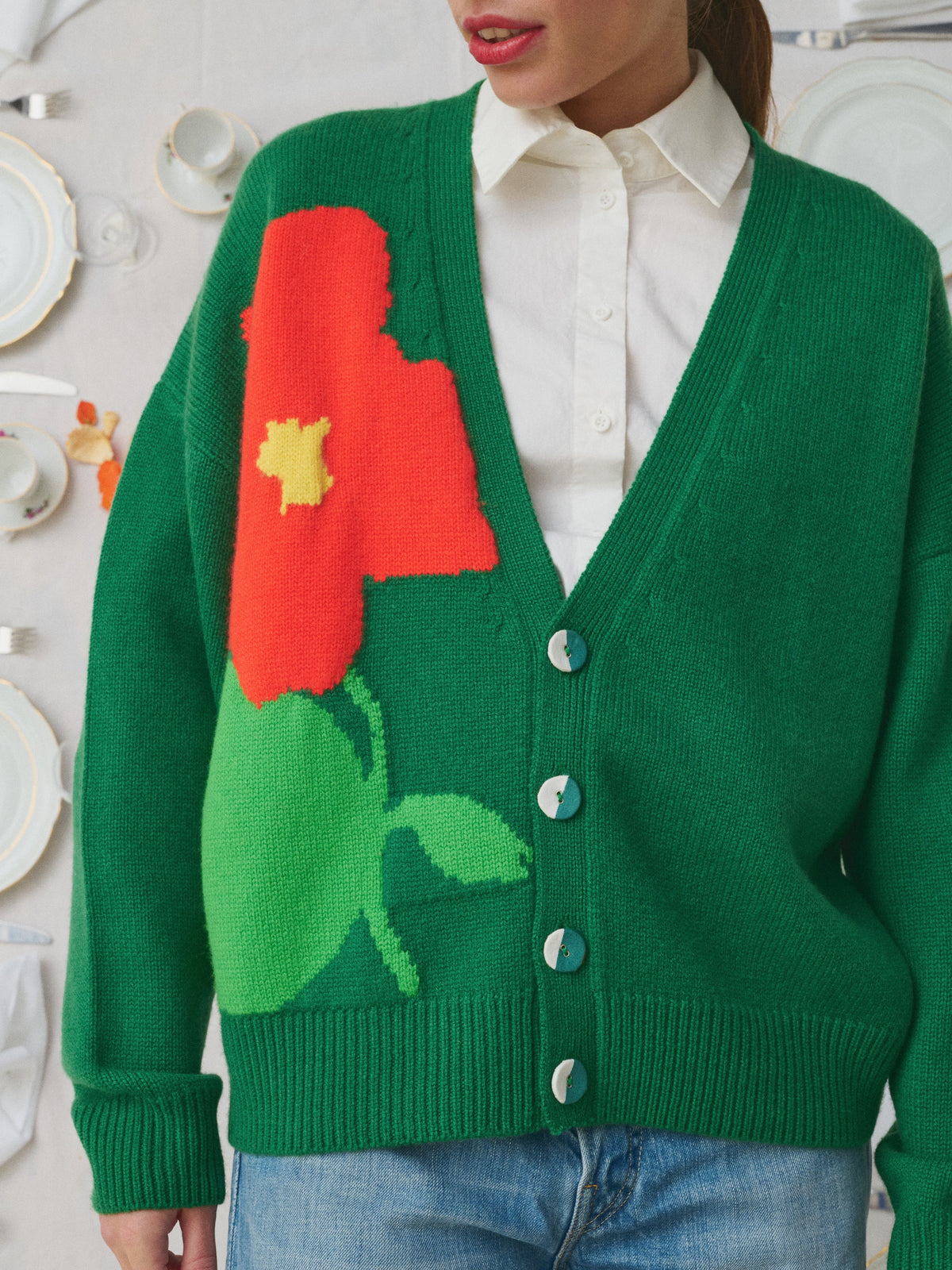 CARDIGAN BELLA LE POTAGER GREEN