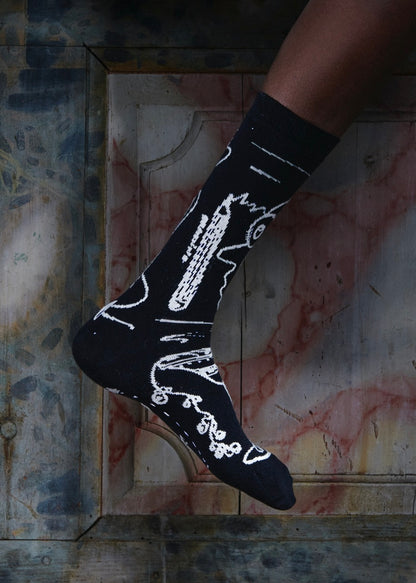 Doodle Socks Black Doodle