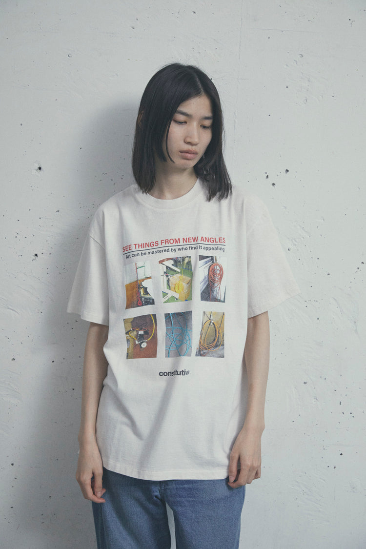 t-shirt 17/-ROUND SHAPE DYED TEE "Constitutive" White