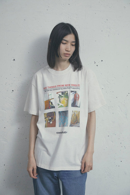 t-shirt 17/-ROUND SHAPE DYED TEE "Constitutive" White