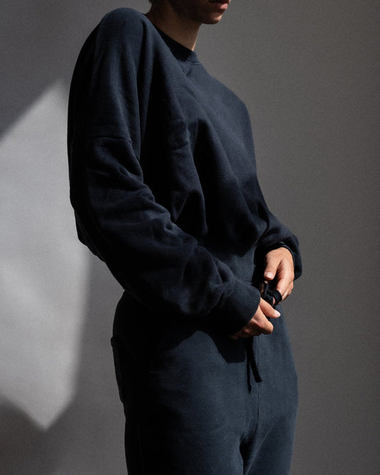 cropped balloon sweater The Blake navy