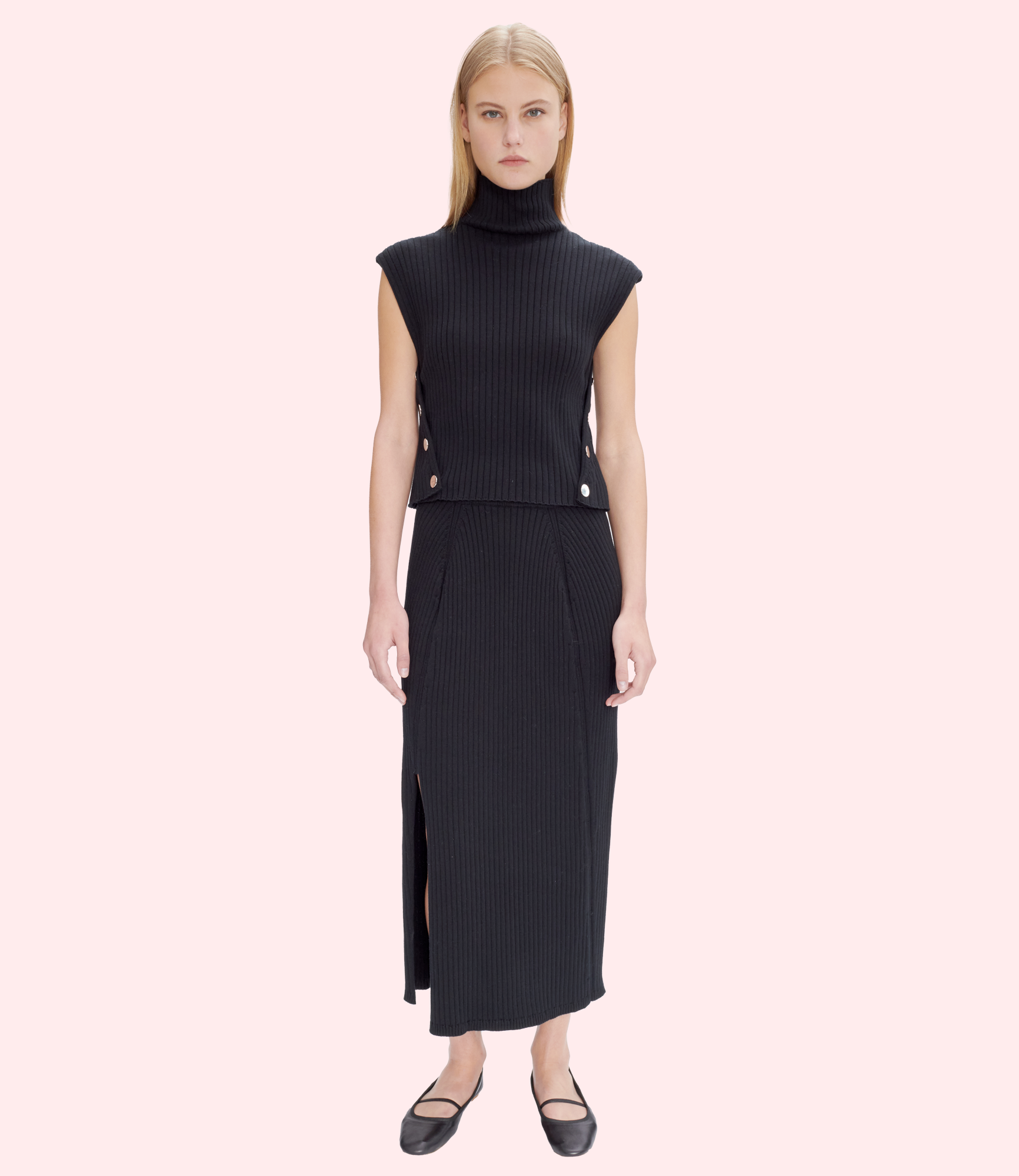 A.P.C. top Paige black front with skirt Raven