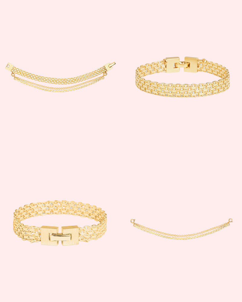 Bracelet with detachable different chains 18.5cm