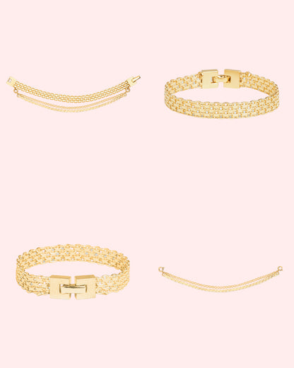 Bracelet with detachable different chains 18.5cm