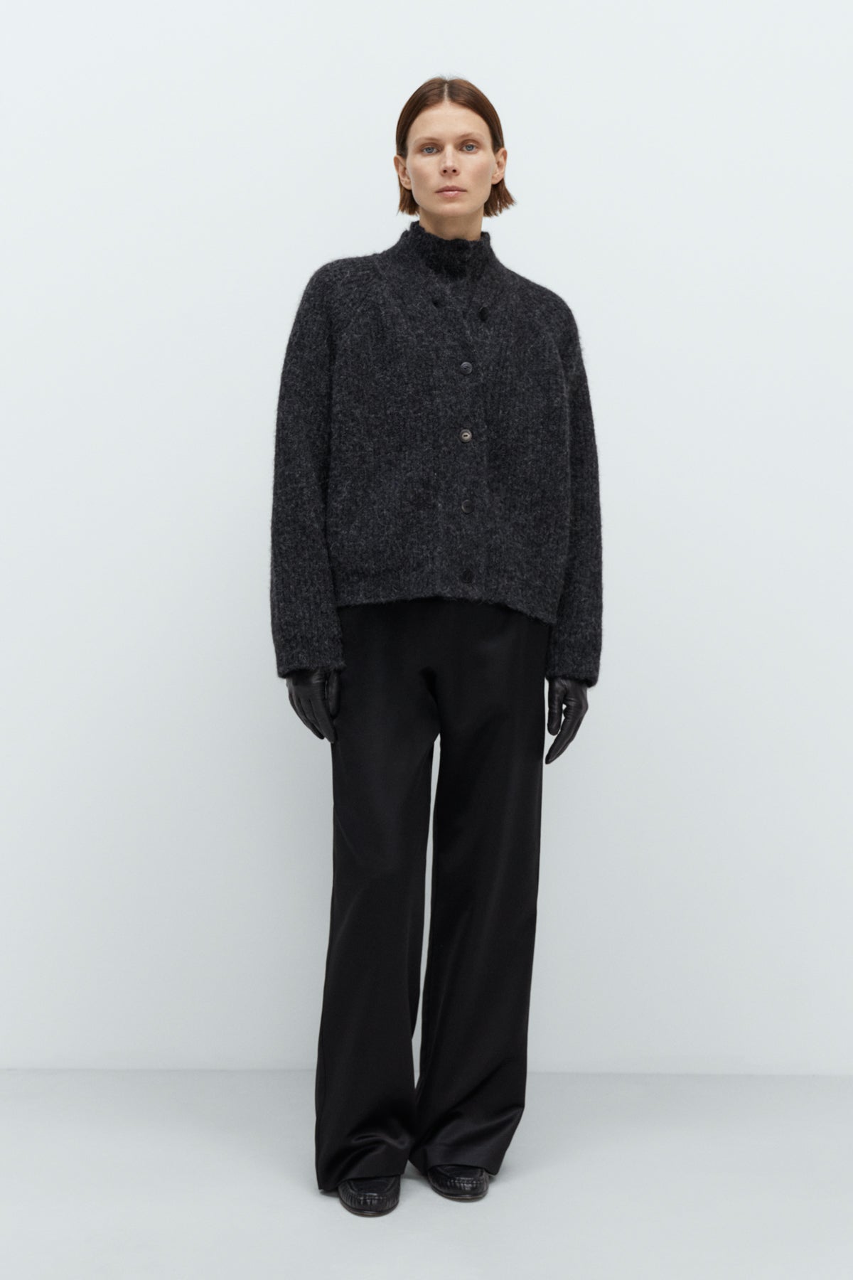 BABY ALPACA CARDIGAN ANTHRACITE