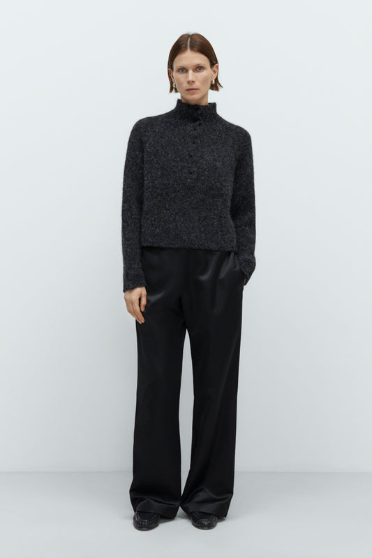 BABY ALPACA POLO SWEATER ANTHRACITE