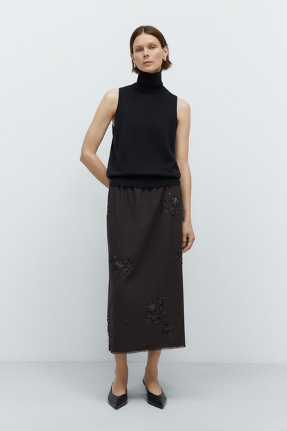 MERINO WOOL TURTLENECK VEST BLACK