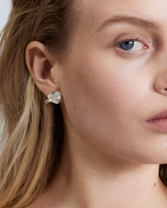 single earring MOM silver with mother of pearl