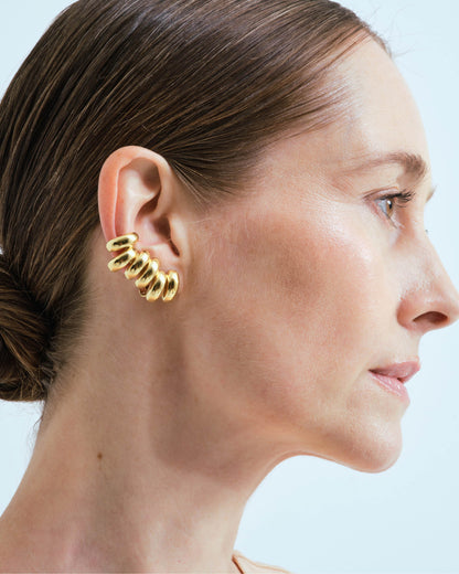 Single climber clip earring gold-plated silver