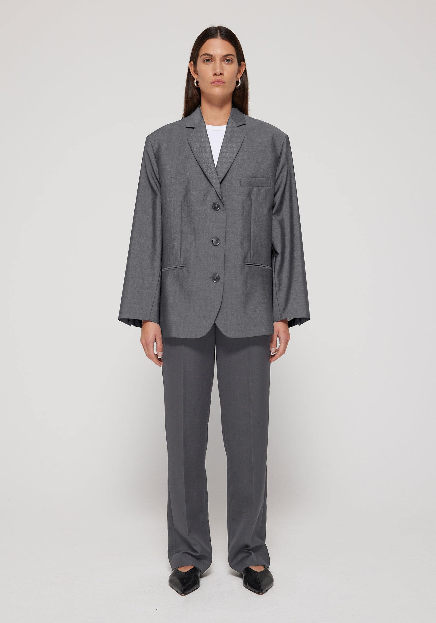 Róhe Oversized blazer grey melange  front