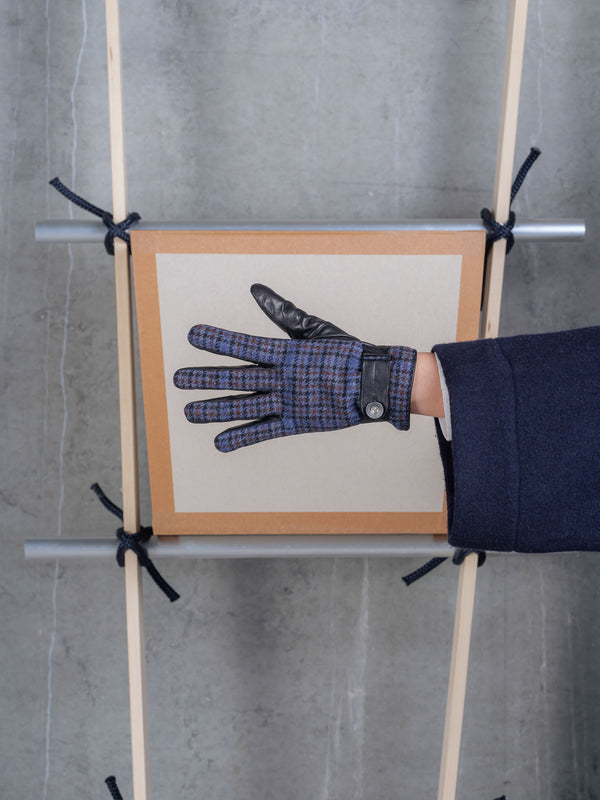 HV Gloves Blue Wool Checks