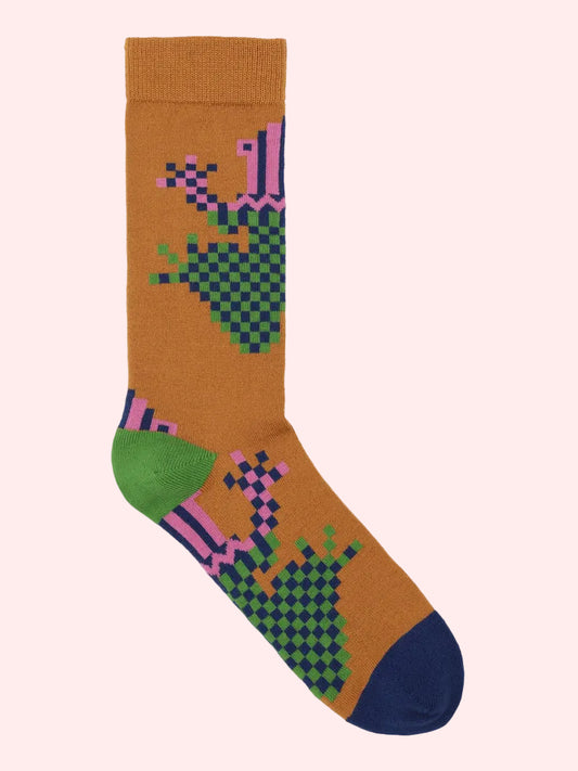 Cross Stitch Sock Pixelated Spice Frog