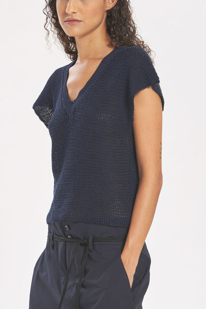 V-Neck Top / Knitwear Erika Aura Nero