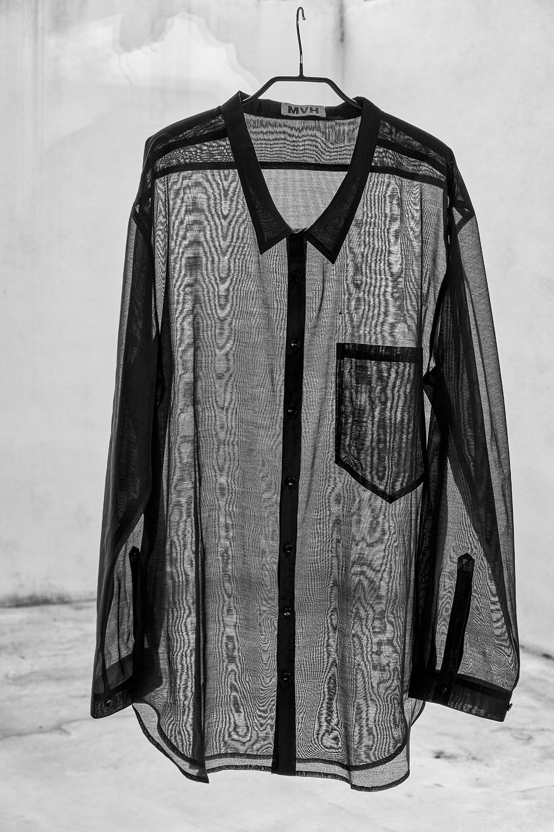 shirt No 5 dropneck black cotton silk voile