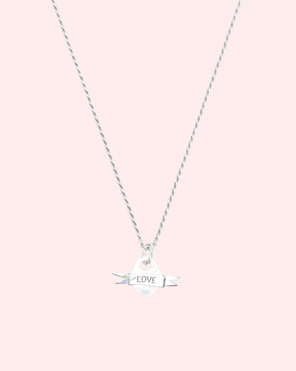 necklace LOVE silver with mother of pearl
