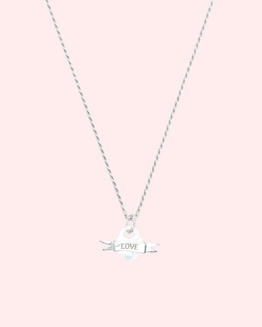 necklace LOVE silver with mother of pearl