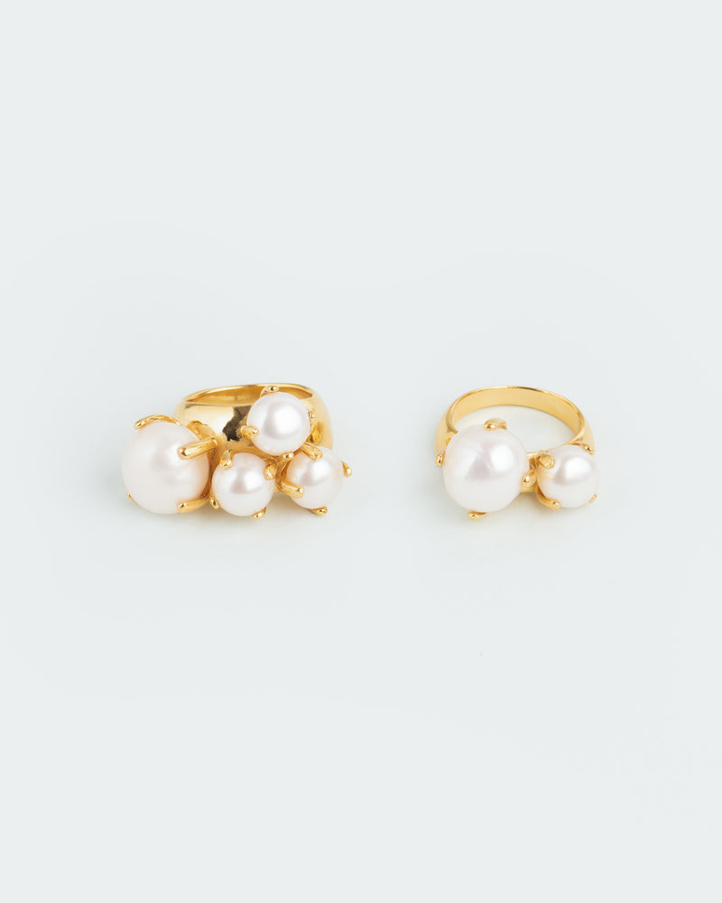 Statement ring ensemble with pearls