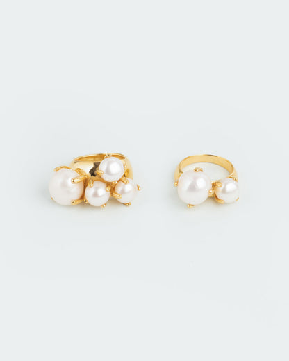 Statement ring ensemble with pearls
