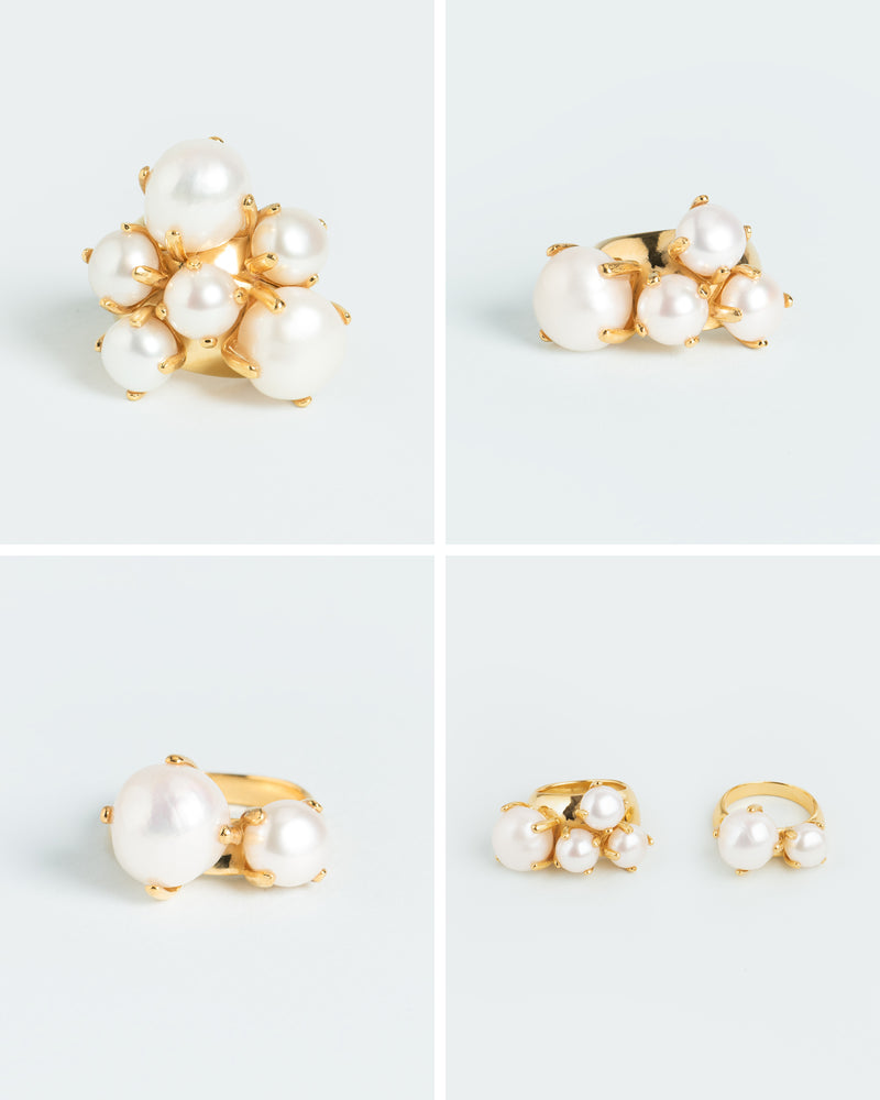 Statement ring ensemble with pearls