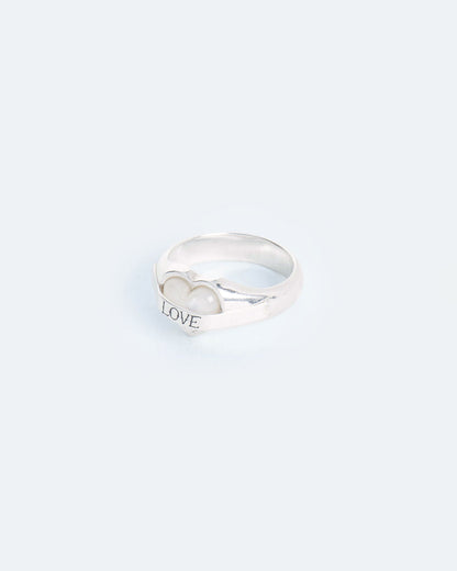signet ring LOVE silver with mother of pearl